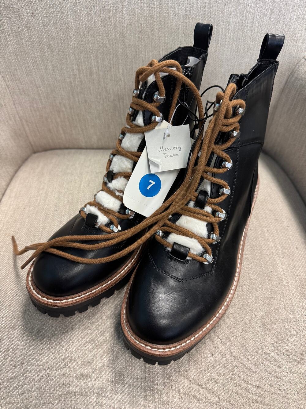 NWT Ladies A New Day Black Leighton Hiking Boots - Size 7
